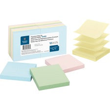 Business Source Reposition Pop-up Adhesive Notes [NOTES;POPUP;3X3;12PK;PASTEL-PK]