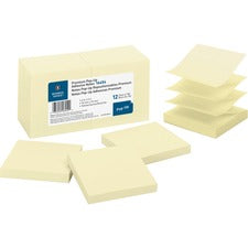 Business Source Reposition Pop-up Adhesive Notes [NOTES;POPUP;3X3;12PK;CANARY-PK]
