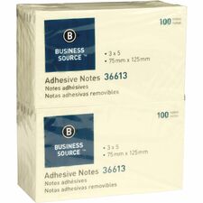 Business Source Yellow Repositionable Adhesive Notes [NOTES;ADHESIVE;3X5;12PK;YW-PK]