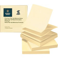 Business Source Reposition Pop-up Adhesive Notes [NOTES;POPUP;3X3;24PK;CANARY-PK]