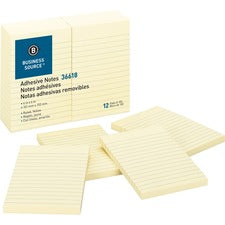 Business Source Ruled Adhesive Notes [NOTES;ADHSV;4X6;12PK;LINED-PK]