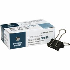 Business Source Fold-back Binder Clips [CLIP;BINDER;SMALL;12PC;BK-DZ]