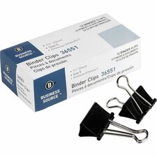 Business Source Fold-back Binder Clips [CLIP;BINDER;MEDIUM;12PC;BK-DZ]