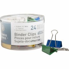 Business Source Colored Fold-back Binder Clips [CLIP;BINDER;MEDIUM;24PC;AST-PK]