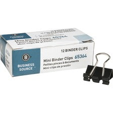 Business Source Fold-back Binder Clips [CLIP;BINDER;MINI;12PC;BK-DZ]