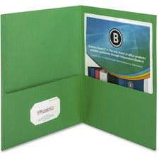 Business Source Letter Recycled Pocket Folder [FOLDER;2-POCKET;LETTER;GRN-BX]