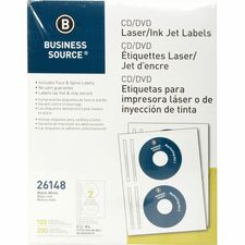 Business Source CD/DVD Labels [LABEL;CD/DVD;LSR/INK;WE;100-PK]