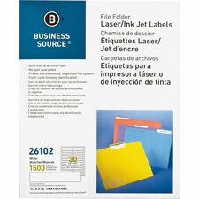 Business Source Laser/Inkjet File Folder Labels [LABEL;FILING;LSR/INKJT;WE-PK]
