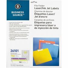 Business Source Laser/Inkjet File Folder Labels [LABEL;FILING;LSR/INKJT;AST-PK]