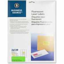 Business Source Neon Labels [LABEL;NEON;LASER;1X2.5;GRN-PK]