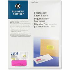 Business Source Neon Labels [LABEL;NEON;LASER;1X2.5;PINK-PK]