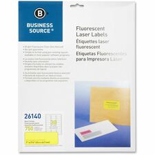 Business Source Neon Labels [LABEL;NEON;LASER;1X2.5;YLW-PK]