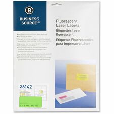 Business Source Neon Labels [LABEL;NEON;LASER;2X4;GRN-PK]