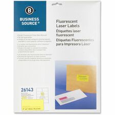 Business Source Neon Labels [LABEL;NEON;LASER;2X4;YLW-PK]