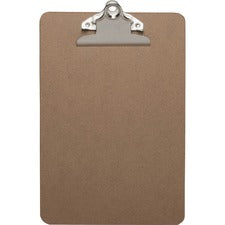 Business Source Mini Clipboard with Standard Metal Clip - Standard - 6" x 9" - Hardboard - Brown - 1 Each