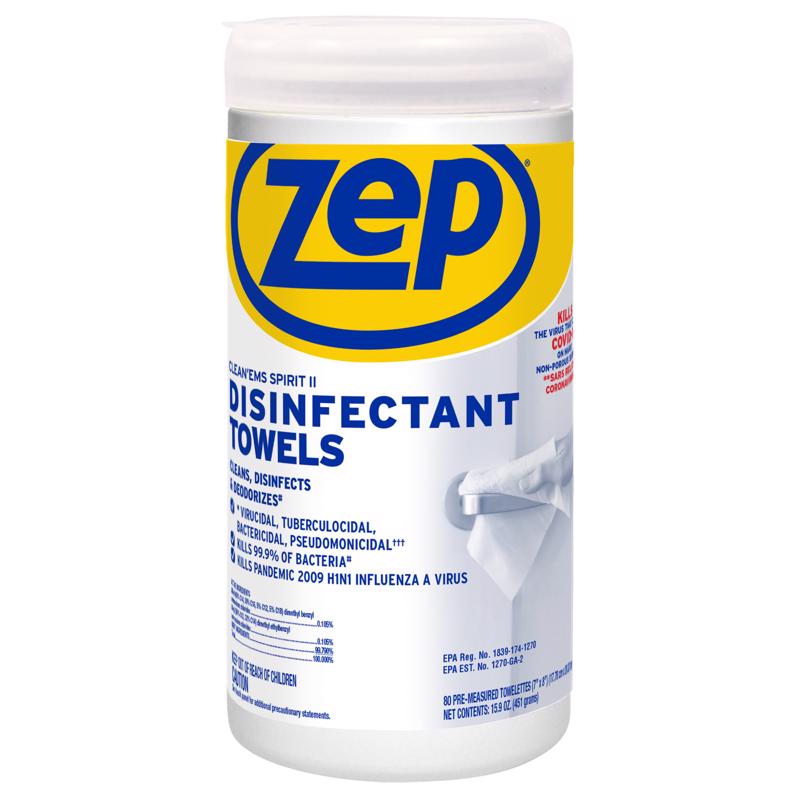 ZEP - Zep Recycled Fibers Disinfecting Wipes 80 pk - Case of 6