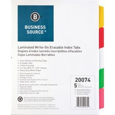 Business Source Laminated Write-On Tab Indexes [DIVIDERS;WRITE-ON;5TAB;MLTI-ST]