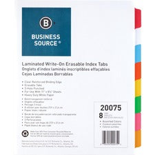 Business Source Laminated Write-On Tab Indexes [DIVIDERS;WRITE-ON;8TAB;MLTI-ST]