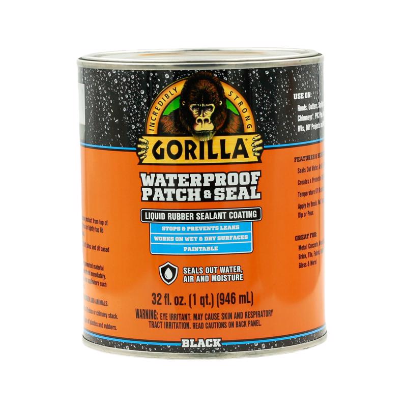 GORILLA - Gorilla Black Rubber-Based Liquid Rubber Waterproof Sealer 32 oz - Case of 6