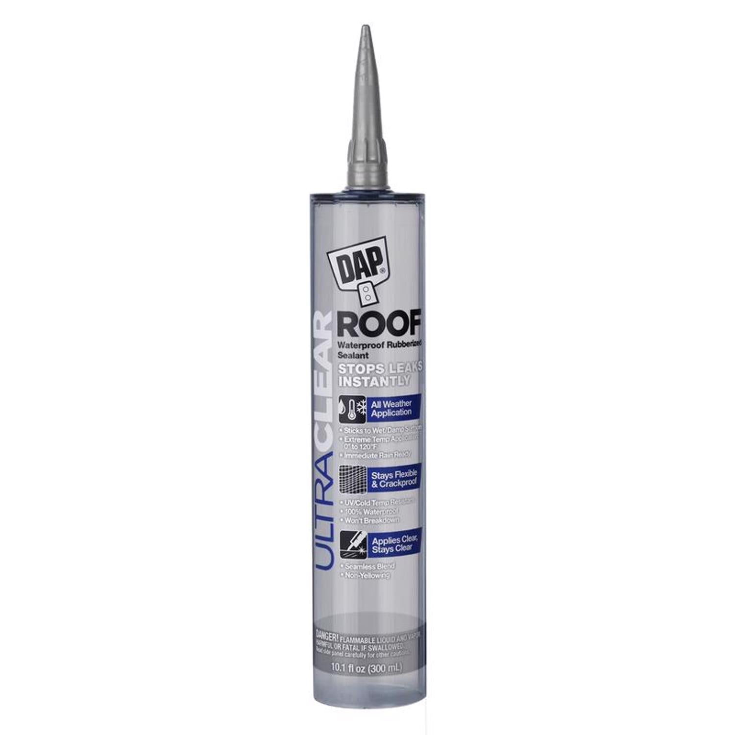 DAP Ultra Clear Crystal Clear Synthetic Rubber Roof Repair Waterproof Sealant 10.1 oz - Case of 12
