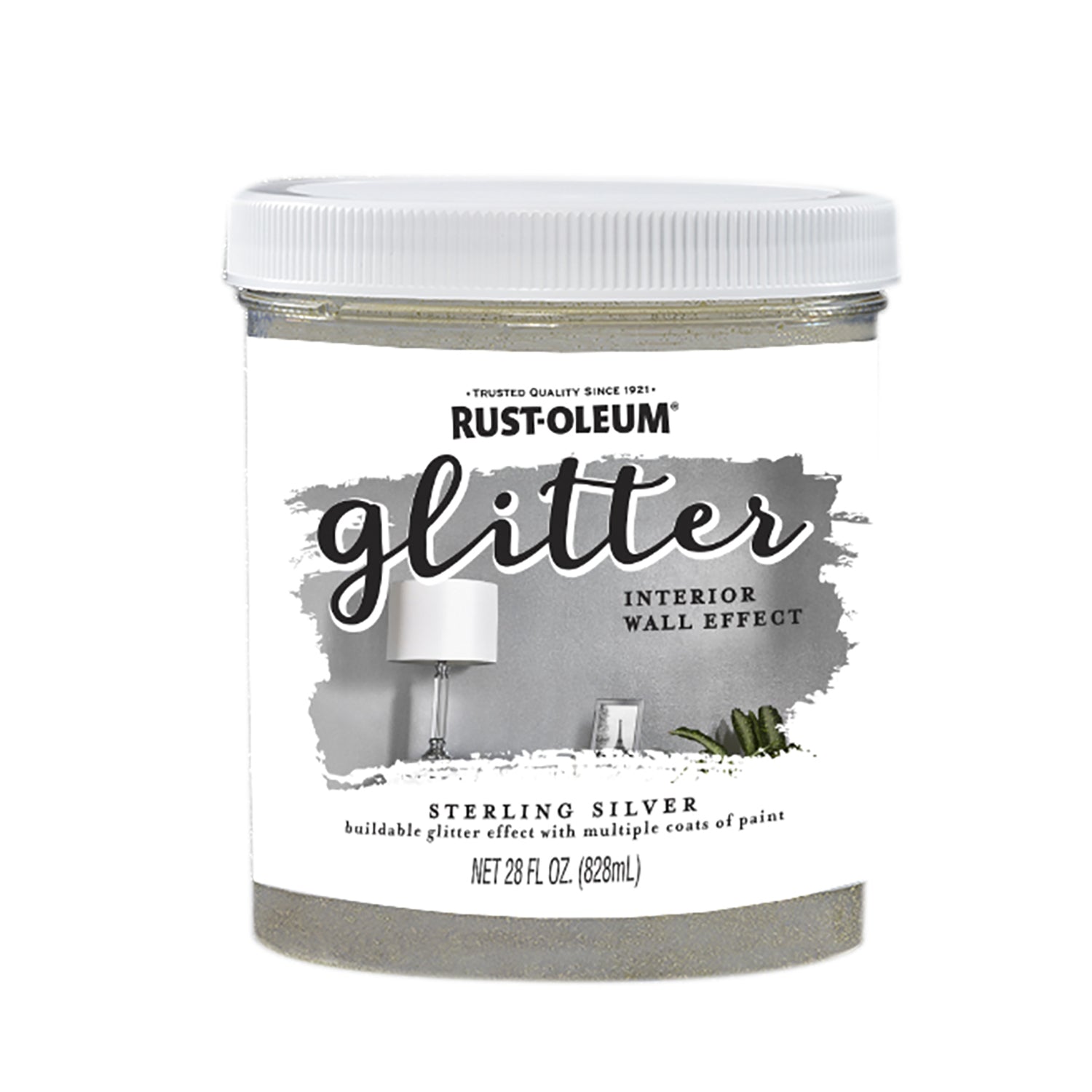 Rust-Oleum Glitter Sterling Silver Water-Based Glitter Paint Interior 28 oz - Case of 2