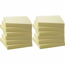 Business Source Yellow Adhesive Notes [NOTES;ADHSV;RCYCLD;3X3;12PK-PK]