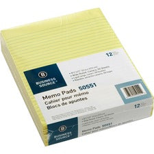 Business Source Glued Top Ruled Memo Pads - Letter [PAD;MEMO;8.5X11;WIDERLD;CA-DZ]