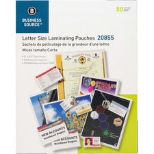 Business Source Letter Size Laminating Pouches [POUCH;LAMINATE;LETTER;5MIL-BX]