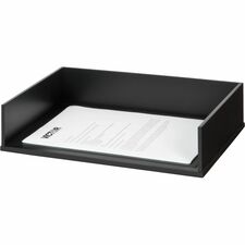 Victor 1154-5 Midnight Black Stacking Letter Tray - Desktop - Black - Wood, Faux Leather - 1Each