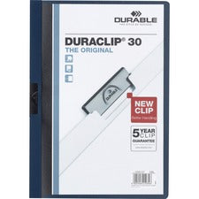 DURABLE&reg; DURACLIP&reg; Report Cover - Letter Size 8 1/2" x 11" - 30 Sheet Capacity - Punchless - Vinyl - Navy