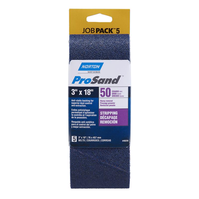 NORTON - Norton ProSand 18 in. L X 3 in. W Zirconia Alumina Sanding Belt 50 Grit Coarse 5 pc