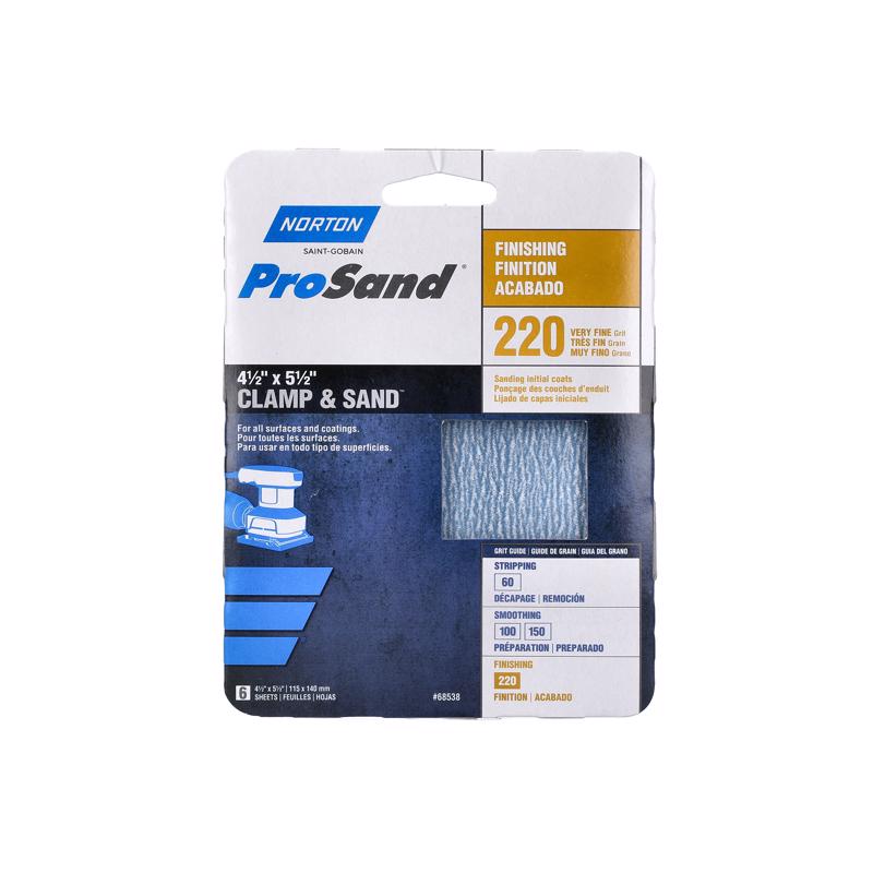 NORTON - Norton ProSand 5-1/2 in. L X 4-1/2 in. W 220 Grit Aluminum Oxide Sanding Sheet 6 pk