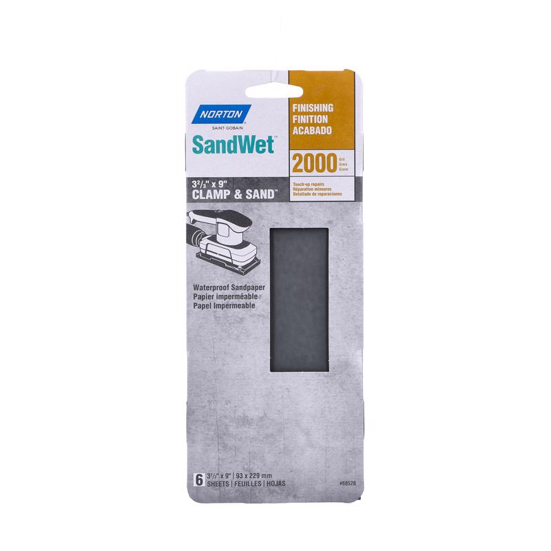 NORTON - Norton SandWet 9 in. L X 3 in. W 2000 Grit Silicon Carbide Sanding Sheet 6 pk