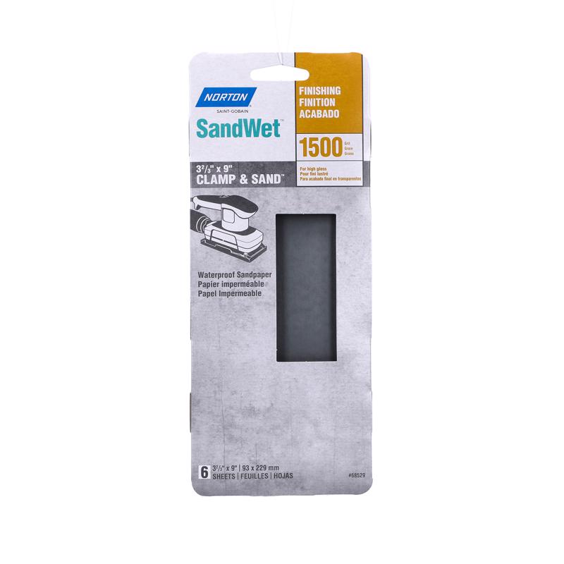 NORTON - Norton SandWet 9 in. L X 3 in. W 1500 Grit Silicon Carbide Sanding Sheet 6 pk