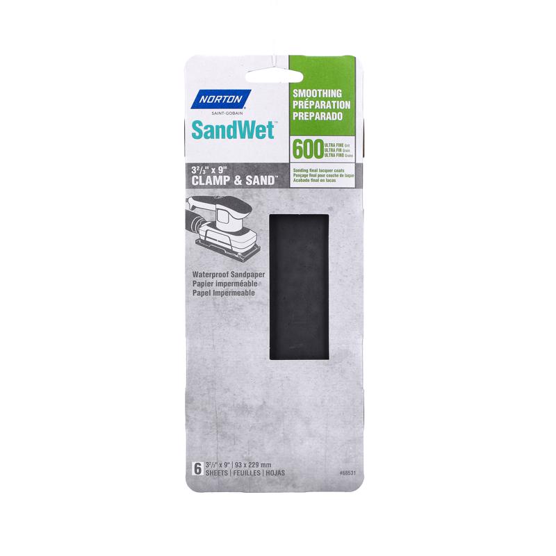 NORTON - Norton SandWet 9 in. L X 3 in. W 600 Grit Silicon Carbide Sanding Sheet 6 pk