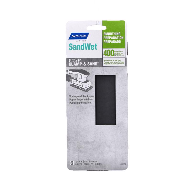 NORTON - Norton SandWet 9 in. L X 3 in. W 400 Grit Silicon Carbide Sanding Sheet 6 pk