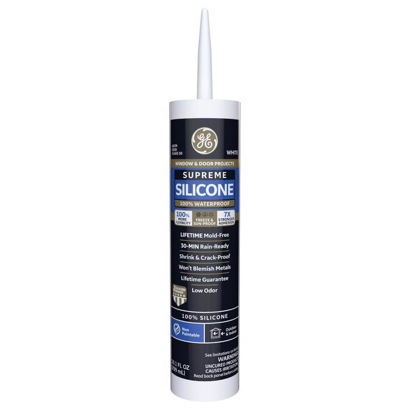 GE - GE Supreme White Silicone Window and Door Sealant 10.1 oz - Case of 12