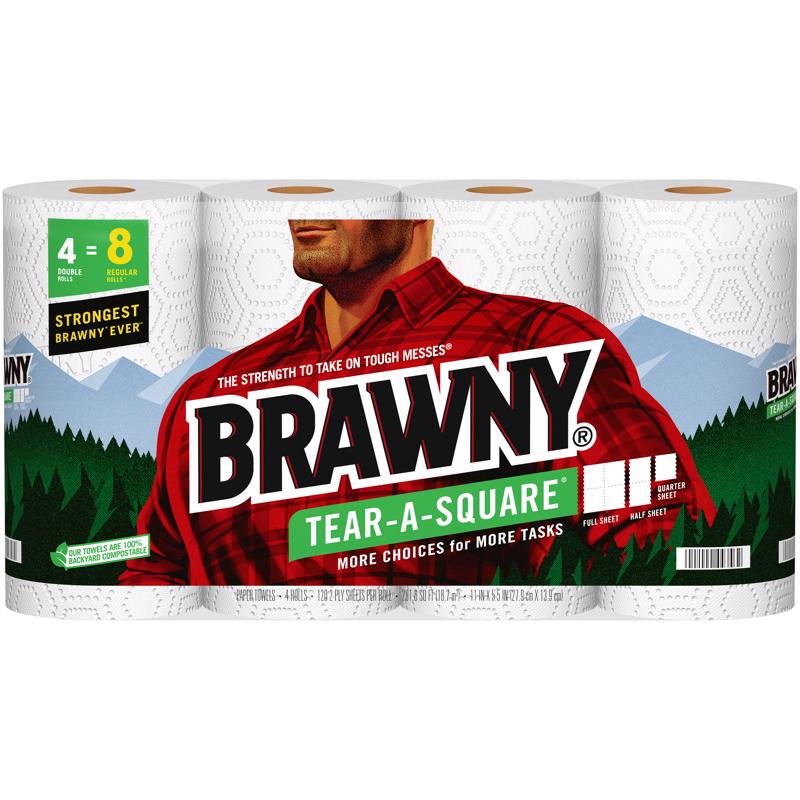 BRAWNY - Brawny Tear-a-Square Paper Towels 120 sheet 2 ply 4 pk - Case of 6