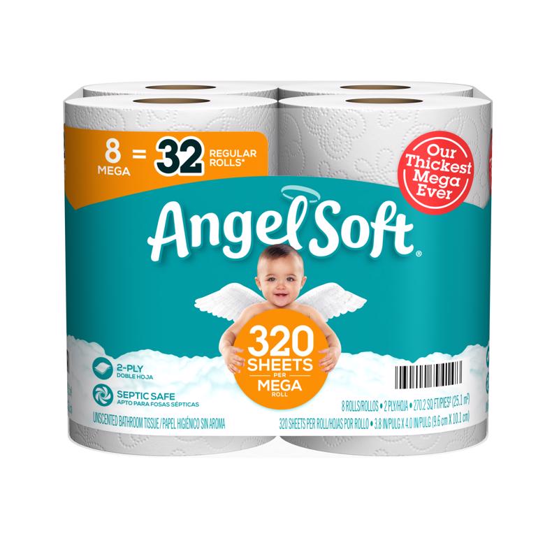 ANGEL SOFT - Angel Soft Toilet Paper 8 Rolls 320 sheet 270.2 sq ft - Case of 8