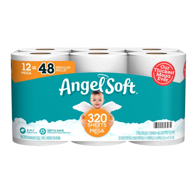 ANGEL SOFT - Angel Soft Toilet Paper 12 Rolls 320 sheet 405.33 sq ft - Case of 4