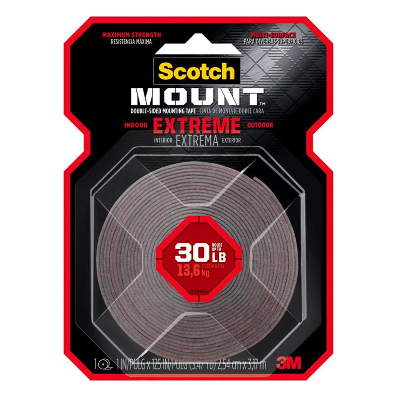 3M - 3M Scotch Mount Double Sided 1 in. W X 125 in. L Mounting Tape Black