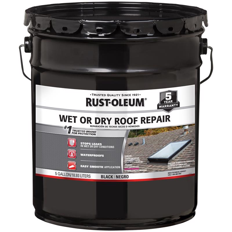 RUST-OLEUM - Rust-Oleum Smooth Black Asphalt Wet/Dry Surface Roof Cement 5 gal