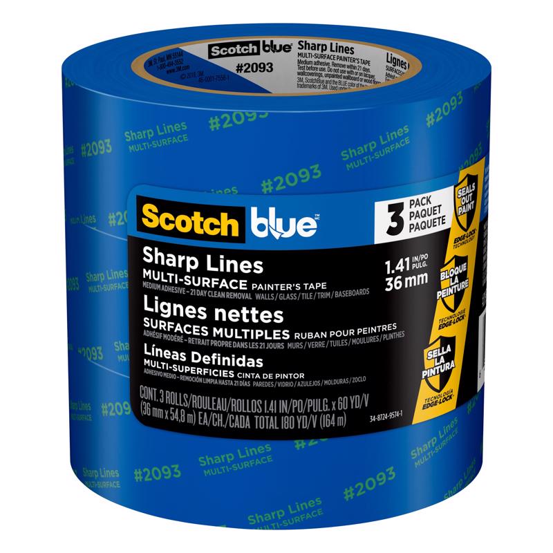 3M - ScotchBlue 1.41 in. W X 60 yd L Blue Medium Strength Painter's Tape 3 pk