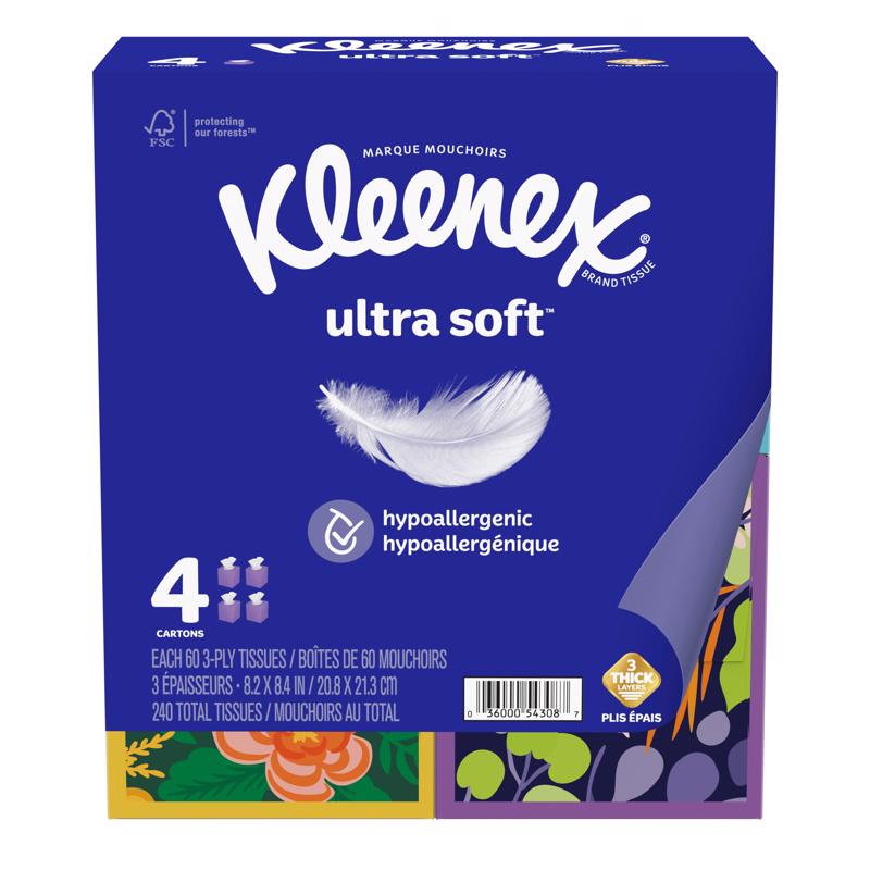 KLEENEX - Kleenex Ultra Soft 60 ct Facial Tissue - Case of 8