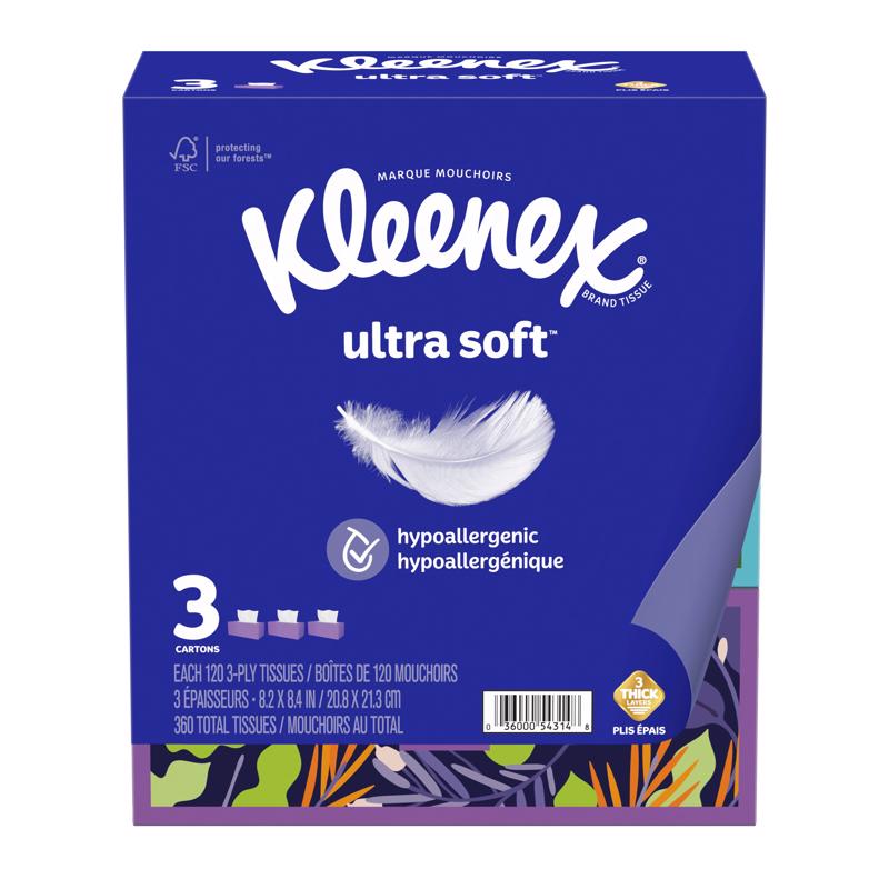 KLEENEX - Kleenex Ultra Soft 120 ct Facial Tissue - Case of 8 [54314]