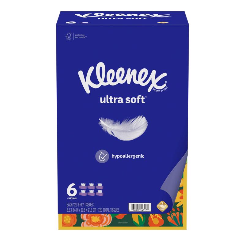 KLEENEX - Kleenex Ultra Soft 120 ct Facial Tissue - Case of 4 [54317]