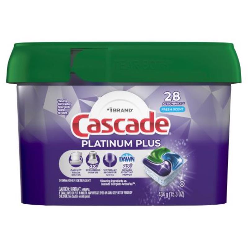 CASCADE - Cascade Platinum Plus Fresh Scent Pods Dishwasher Detergent 15.3 oz 28 pk - Case of 6