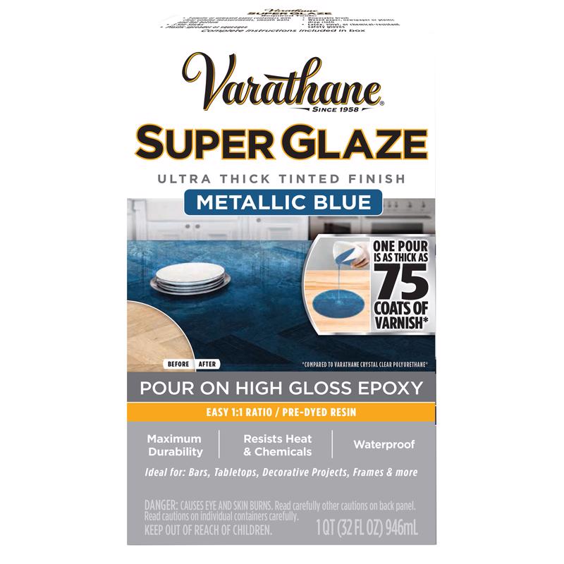 VARATHANE - Varathane Super Glaze High-Gloss Metallic Blue Wood Glaze 1 qt - Case of 3