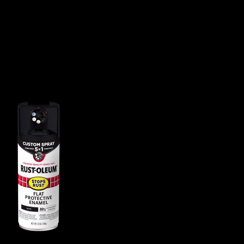 RUST-OLEUM - Rust-Oleum Stops Rust Custom Spray 5-in-1 Flat Black Spray Paint 12 oz - Case of 6