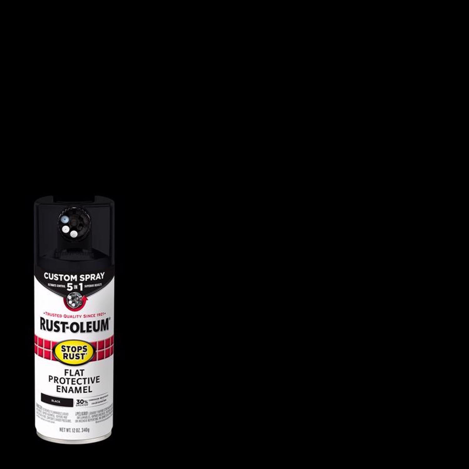 Rust-Oleum Stops Rust Custom Spray 5-in-1 Flat Black Spray Paint 12 oz - Case of 6